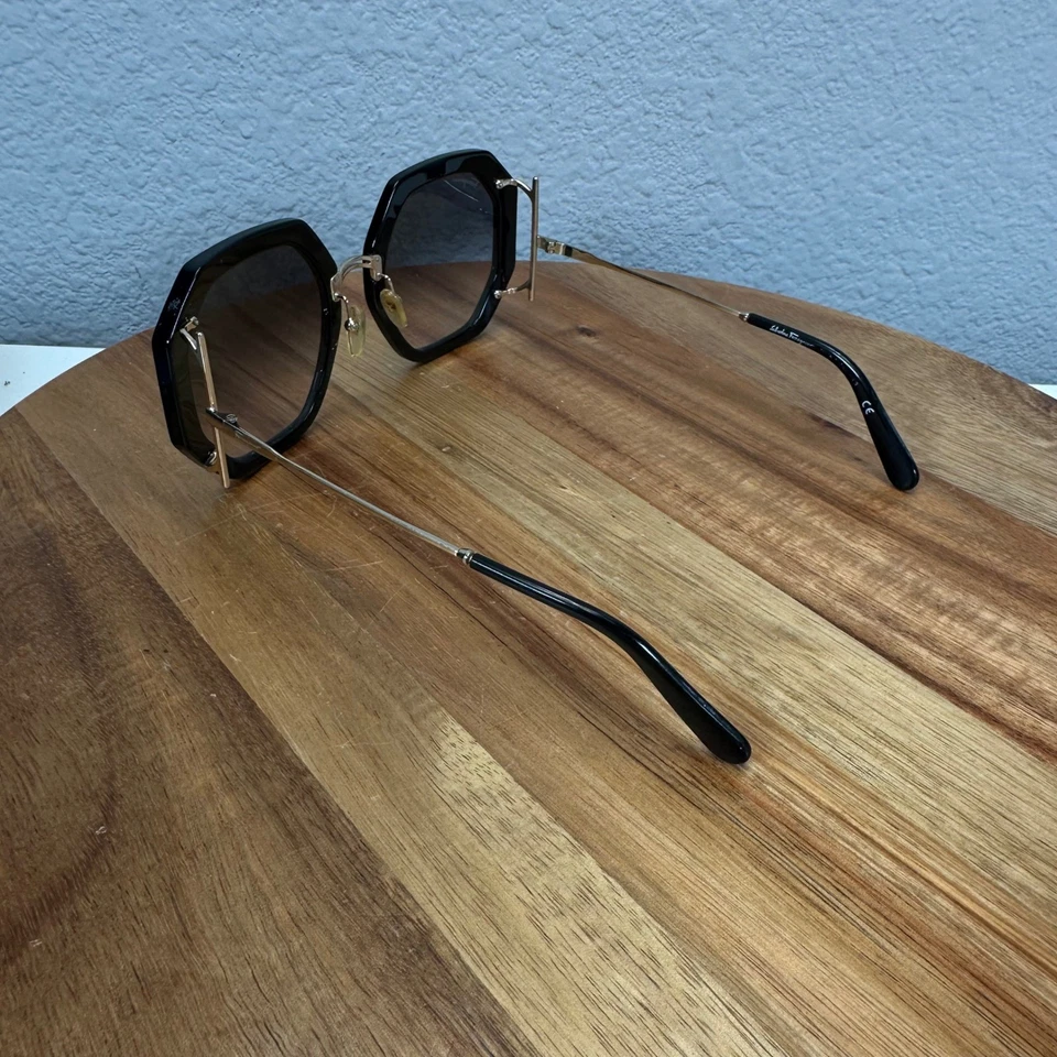 Salvatore Ferragamo SF940S 八边形超大太阳镜黑色和表壳几何图案 — 第 3/4 张图片