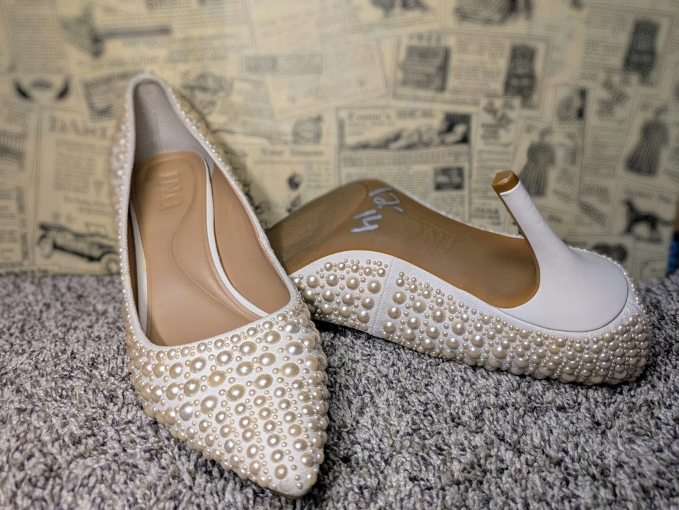 inc international concepts Pointed Toe Pearl Pump Heels In Cream Size 8.5 - Image 4 of 4