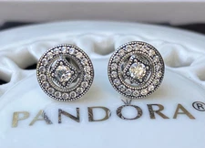 Authentic Pandora Vintage Allure Stud Earrings #290721CZ