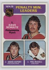 1975-76 Topps League Leaders Dave Schultz Andre Dupont Phil Russell #211 1pt9