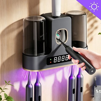 Intelligenter Zahnbürstenhalter mit Sterilisator Automatischer Zahnpastaspender