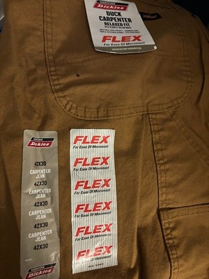 NEW Dickies FLEX Duck Carpenter Jeans Relaxed Fit Brown 42x30 Work Pants NWT