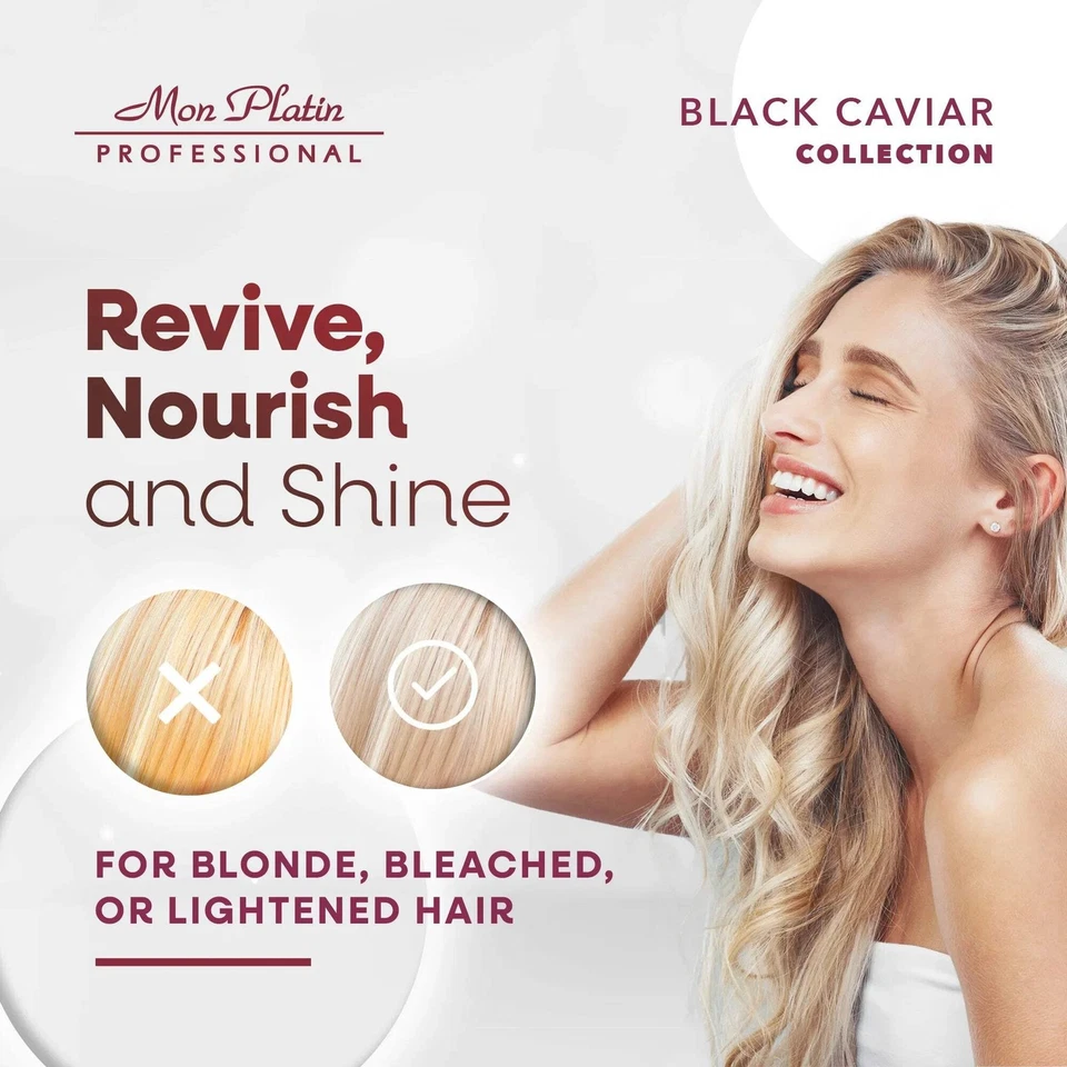 Champú para cabello rubio caviar negro Mon Platin 17 oz - hidratante y cuidado del color Foto 4 de 4