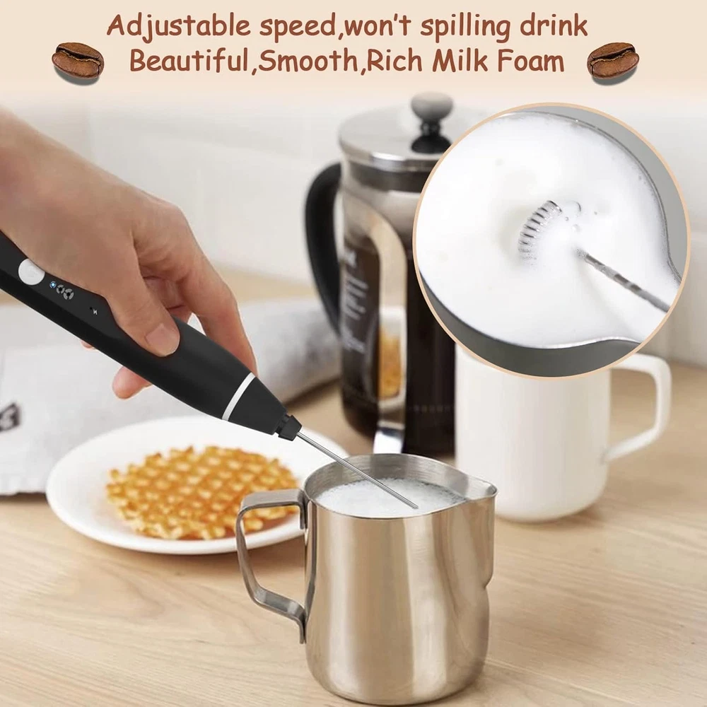 Milk Frother Handheld,  Rechargeable Electric Foam Maker Drink Mixer 3 Speeds wi