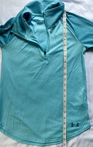 Under Armour Hoodie Youth Large HeatGear 1/4 Zip Blue Long Sleeve Loose Fit - Picture 9 of 11