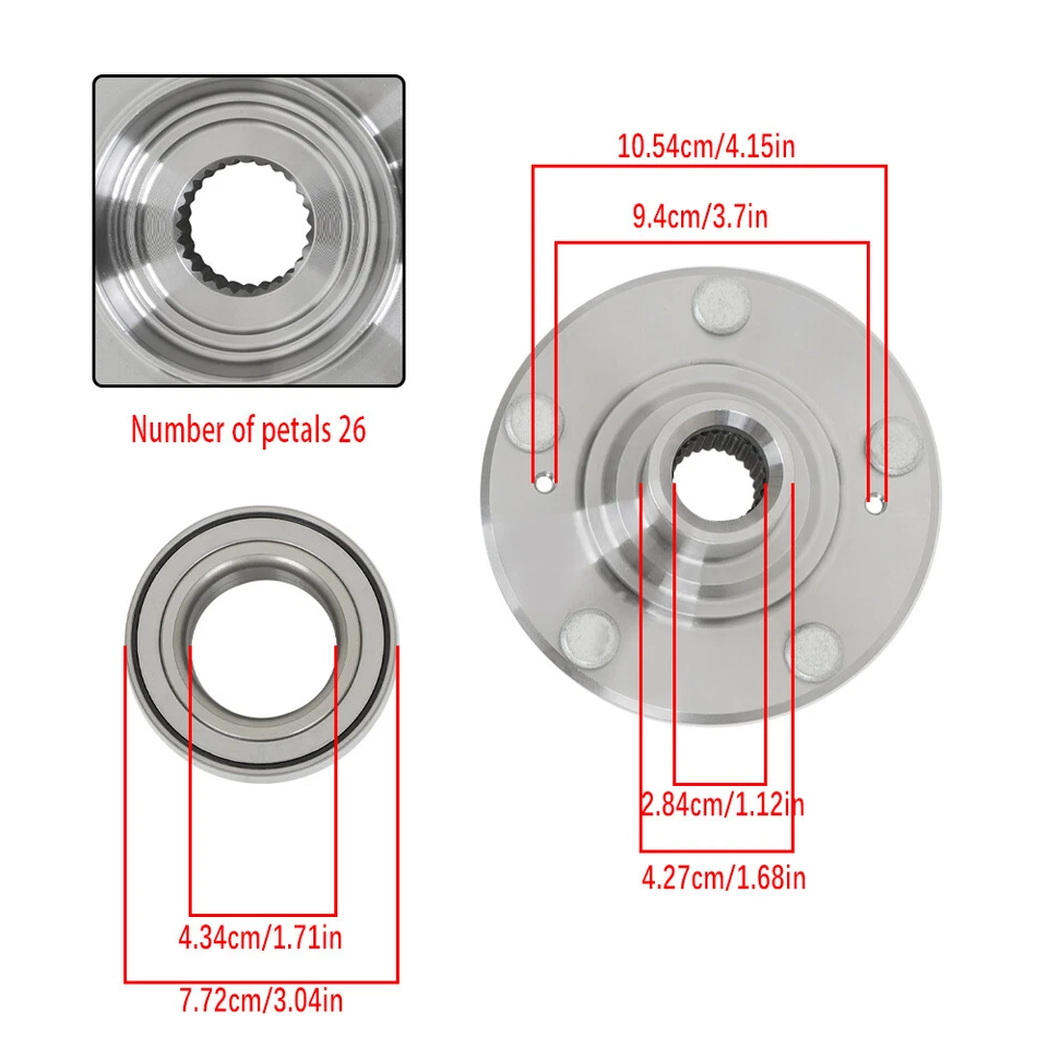 Cojinete de cubo de rueda delantera de 2 piezas para Honda Civic DX EX GX LX 2012-2015 1,8 L 1,5 L Foto 3 de 4