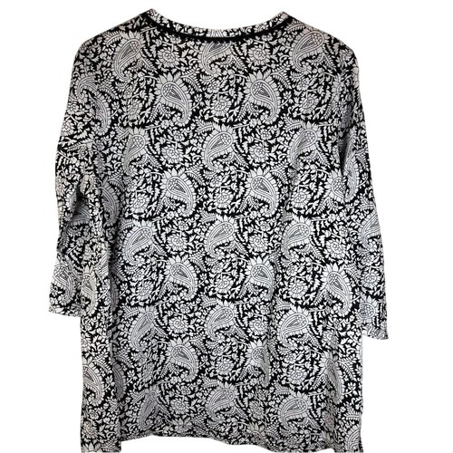 Talbots Women's 1X Black White Flowy 3/4 Sleeve Blouse Tunic Office Wear Career - Picture 4 of 8