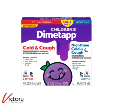 NEW Children's Dimetapp Day / Night Cold & Cough Relief Triple Pack | 4 oz (x3)