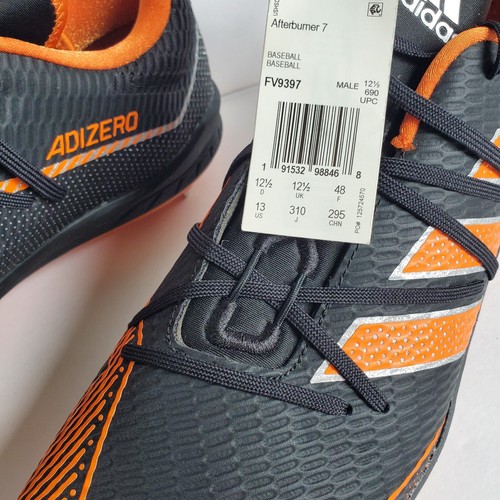 Adidas Adizero Afterburner Men’s Baseball Cleats Sz 13 Metal Black Orange FV9397 - Picture 4 of 10