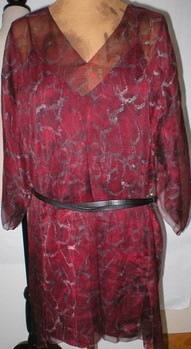 New Womens NWT $325 Halston Heritage Dress Kimono Belted Caftan XS S Red Dark - Picture 10 of 12