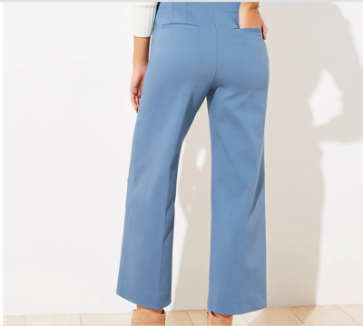 Loft Tall Button Front High Waist Wide Leg Ankle Pants Shadow Lake 18 Tall  $74.5 | eBay