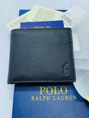 NEU POLO RALPH LAUREN SCHWARZ GELDSCHEINFACH ECHT WEICHES LEDER GELDBÖRSE MÜNZFACH