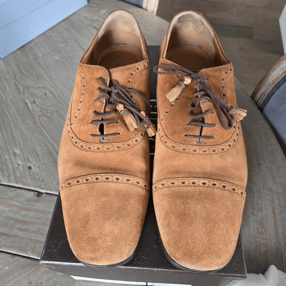 GUCCI Men\'s Cuir/Queen Cambridge Suede Oxford Shoes Size 12 Gucci Men main image 4