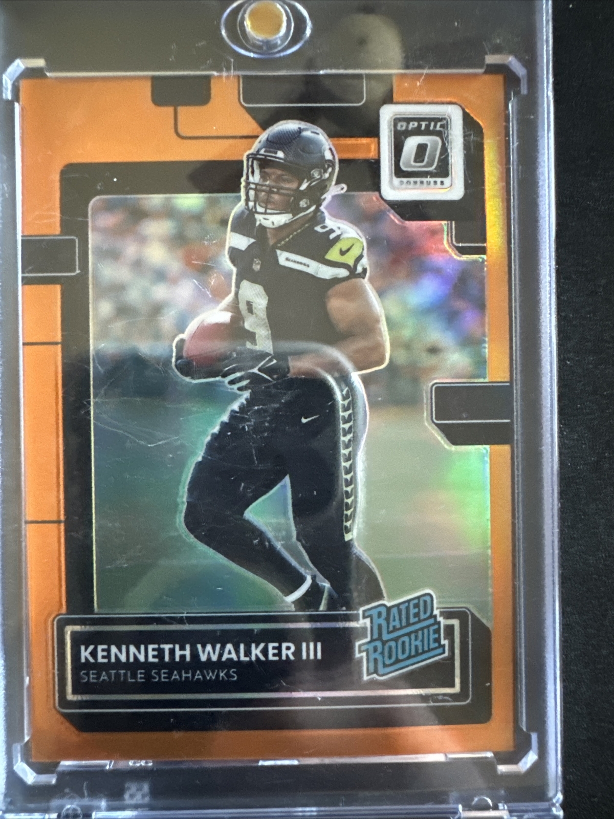2022 Donruss Optic /199 Kenneth Walker III #218 Orange Prizm RC Seahawks
