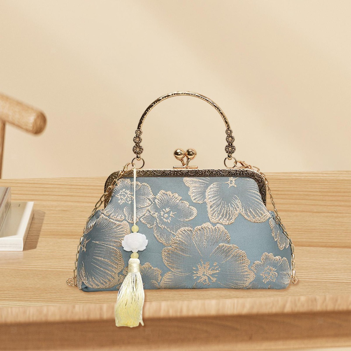 Women Vintage Retro Style Handbag Shoulder Bag Kiss Lock Crossbody