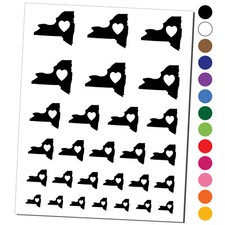 New York State with Heart Temporary Tattoo Water Resistant Set