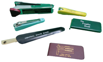 Bank promo lot 6 stapler nail file clipper money clip vintage Danville IL KS