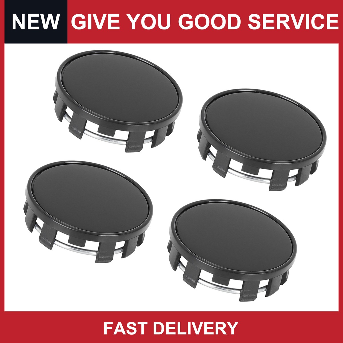 4-Pack 54mm Universal Metal Wheel Hub Caps – 9-Lug, 52mm Clip-to-Clip, Silver, Chrome Look, For Most Cars, Lightweight 55g Each