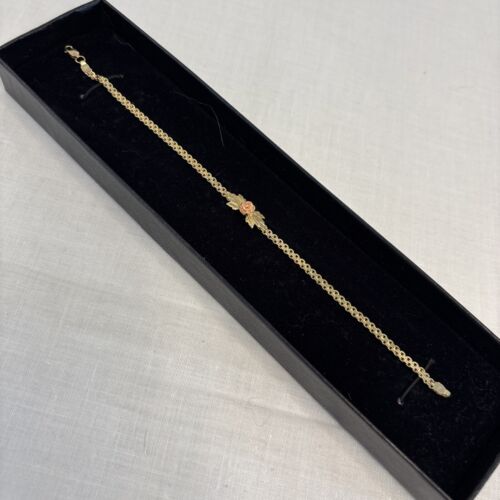 Vintage 10k Tri Gold Rose Filigree Bracelet 7.5" 3.8 Grams