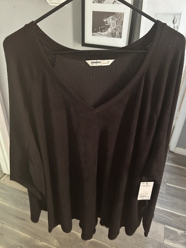 Sonoma Woman Plus Size 3XL Black Sweater V Neck Pullover Knit NWT - Picture 2 of 9