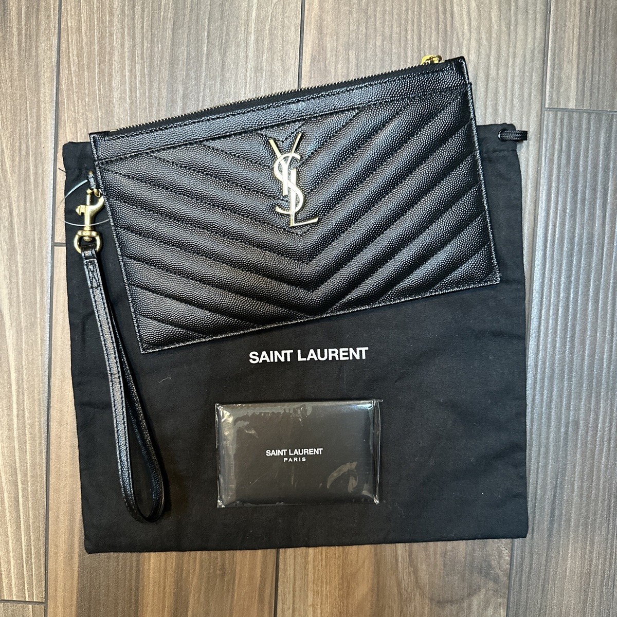 【SAINT LAURENT】MONOGRAM CLUTCH Saint Laurent Monogram Quilted Leather Wallet Clutch | eBay