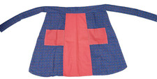 VTG Half Apron 2 Pocket 40s 50s Blue Retro Print Solid Pink Cotton Grannycore