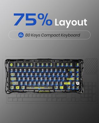 GravaStar Mercury K1 Lite Mechanical Gaming Keyboard, 75% Gasket