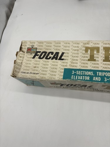 Vintage Focal Brand Tripod 3way Panhead Code no. 20-08-45 Max 55-59" Kmart Box - Picture 3 of 11