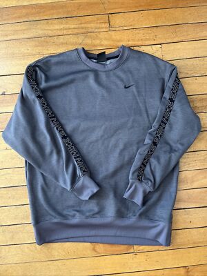 Nike Mens Sweatshirt Gray Crew Neck Long Sleeve Dri-Fit Logo