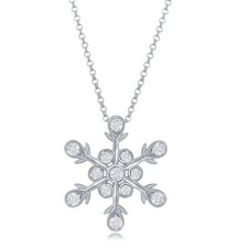 Sterling Silver Snowflake Style CZ Pendant