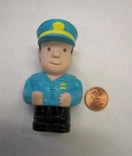 Train Conductor Engineer Man About 2.75" Tall Unknown Manufacturer Soft Plastic