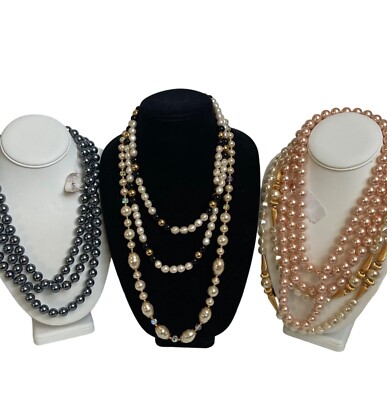 Louis Dell Olio Imitation Pearl Necklace Lot of 5 Pink Gray Baroque Long Signed