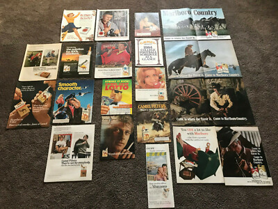 20 Vintage 1950's + Lucky Strike Marlboro Man Camel Cigarette Ads