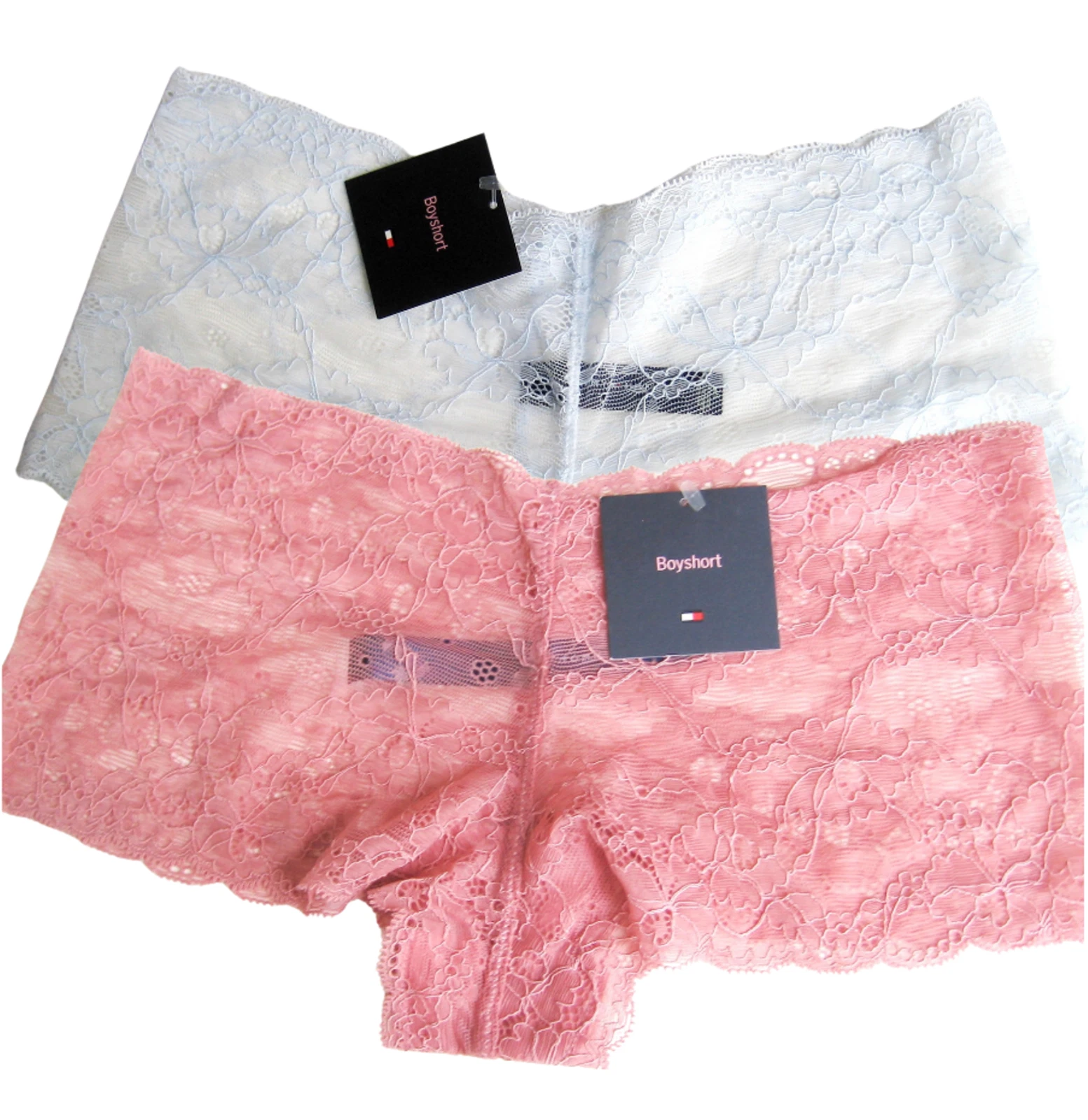 www.prominentresults.com :A567B Tommy Hilfiger NEW Women's Luxury Sheer Embroidery Floral Lace Edge Boyshorts