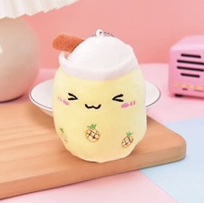 Cute/kawaii Fruits Milk Tea Cup Toy Stuffed Plushy Keychain Gift For Friends