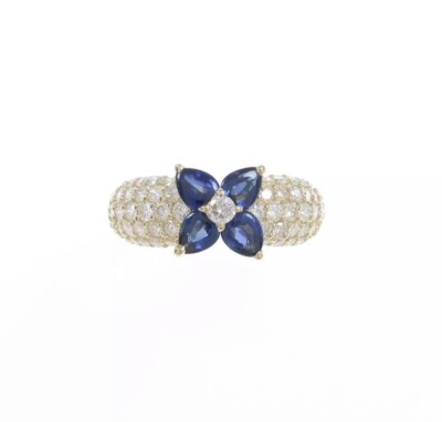 Bague Saphir Et Diamants En Or Jaune 18K 750 - Taille 52 - Neuf Avec étiquettes