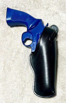DUTYMAN BLACK LEATHER HOLSTER - RH 4'' COLT / SMITH & WESSON / RUGER REVOLVERS
