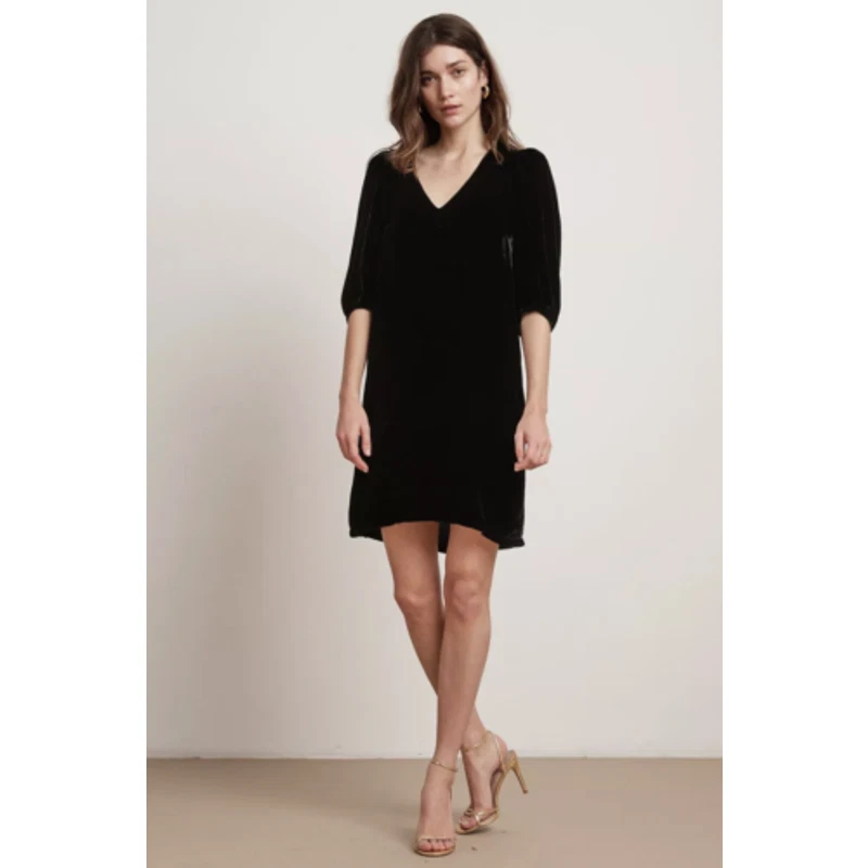 New Anthropologie Velvet by Graham Spencer Black Velvet Dress