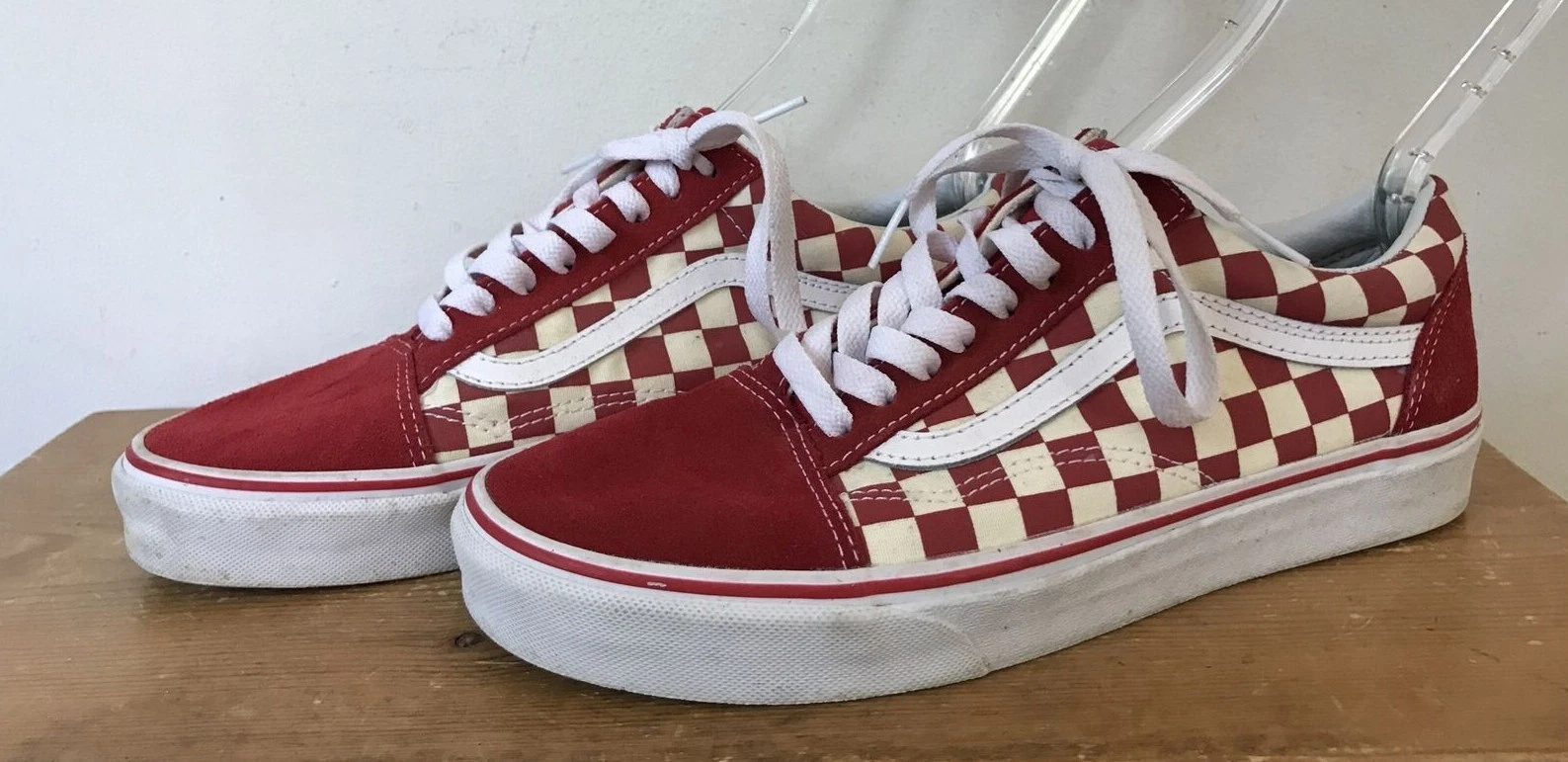 Sneakers Vans Off The Wall rosse bianche a quadri scamosciate tela 8 5 uomo 10 donna