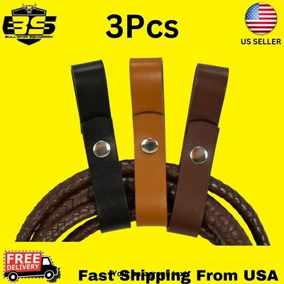3 Pack Leather Whip Holster Belt Loop | Bullwhip Holder Accessories