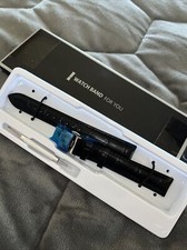 Moran Quick Release Black Leather Watch Band Deployment Butterfly Buckle 18mm.