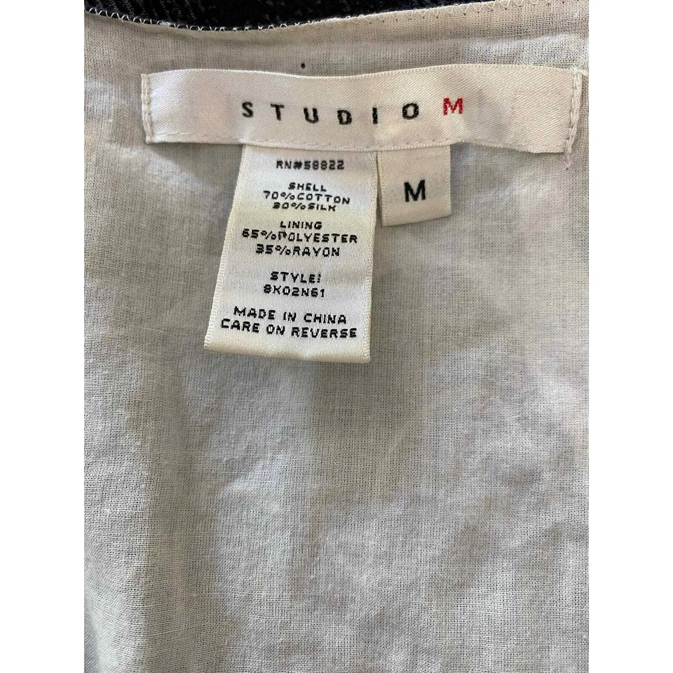 Vestido Studio M para mujer talla M negro blanco floral sin mangas mezcla de seda línea A Foto 4 de 4