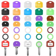 60 PCS Key Color Covers Silicone Key Identifier Caps Rings Tags for House Keys