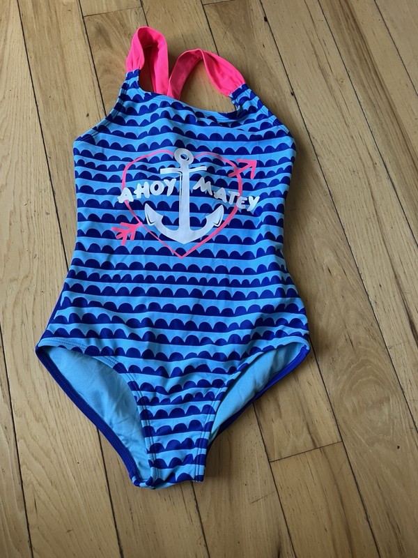 Girls One Piece Swimsuit, Circo, Medium 7/8, Ahoy Matey