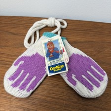Vintage Baby OshGosh B'Gosh Infant Mittens Cute White and Purple Deadstock