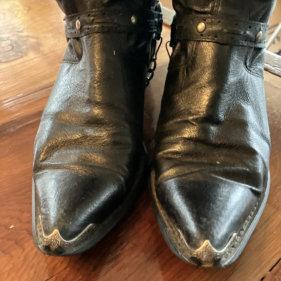 Durango Western Boots Women's Size 7.5M Black Leather Toe Metal Rim Cowgirl - Image 3 of 4