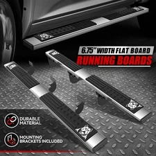 6.75" Running Board Side Step Nerf Bar Complete Kit For 09-24 Dodge Ram Crew Cab