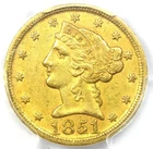 1851-D Liberty Gold Half Eagle $5 Weak D - PCGS AU50 - Rare Dahlonega Coin!