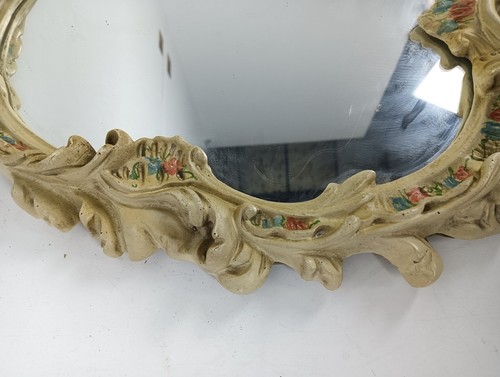 French Provincial Crackled Wooden Mirror Hollywood Regency Style vintage hallway - Picture 4 of 8
