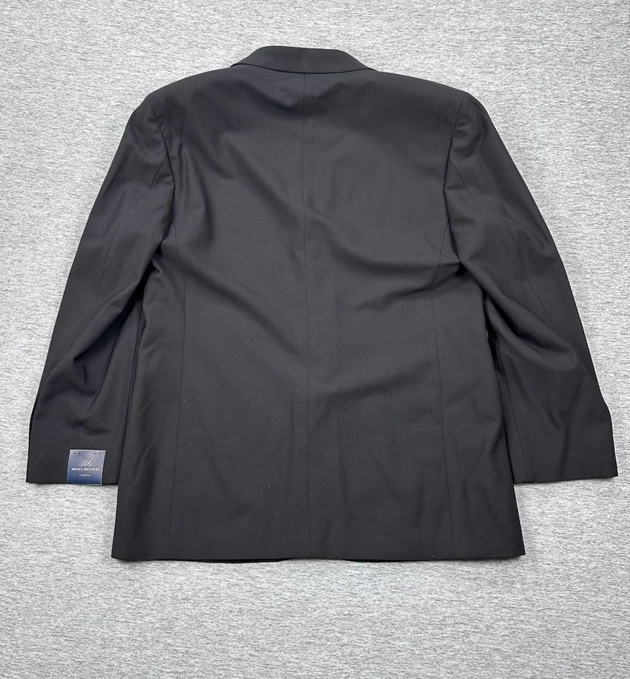 Brooks Brothers 346 Suit Mens 44R Jacket 38x29 Pants Black Wool Stretch City NEW - Image 2 of 4